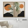 thumbnail image 3 of IDEA4WALL Framed Canvas Print Wall Art Set Mid-Century Jungle Palm Leaf Landscape Nature Illustrations Modern Art Rustic Decorative for Living Room, Bedroom, Office - 16"x24"x2 Natural, 3 of 5