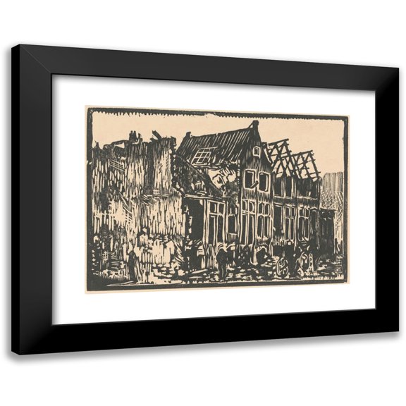 Hendrik van der Straaten 14x11 Black Modern Framed Museum Art Print Titled - Houses and Ruin