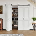 thumbnail image 2 of 64" X 84" Closet style Double 4 Lattice Shapes Interior Sliding door,Bi-Fold Barn Door for Pantry&Closet With Installation Hardware Kit, 2 of 8
