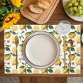 thumbnail image 4 of Yellow Lemon Placemats Set of 4, Tropical Green Leaf Pink Floral Fruit Placemats for Dining Table, Place Mats for Kitchen Tabletop, Waterproof Wipeable Dining Table Mats Set, 4 of 9
