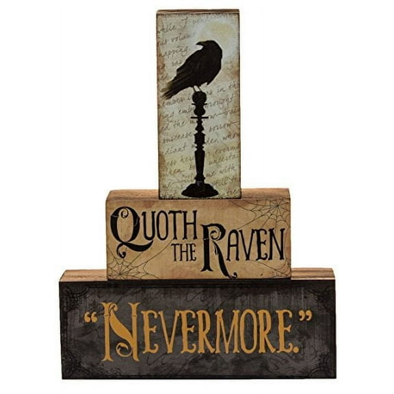 Halloween Decoration - Quoth The Raven "Nevermore" Stacking Block 3 Piece Set