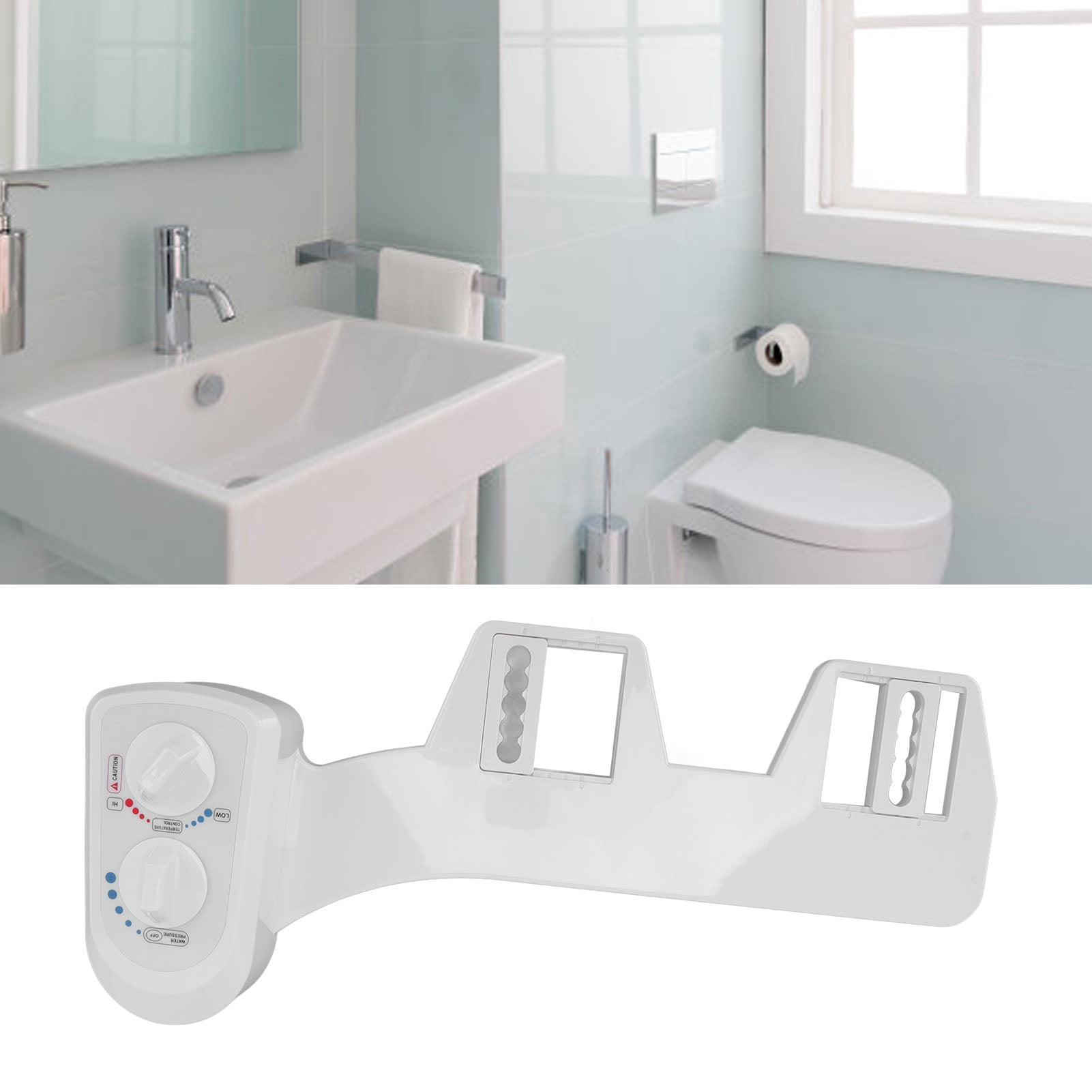 Rupoun Non Electric Bidet Attachment with Self Cleaning Dual Nozzles, Toilet Bidet Spray for Home Bathroom, White (18.11 inches / 46 cm)