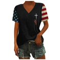 thumbnail image 1 of TSADFHJI T-Shirt à Manches Longues pour Femmes Mode Décontractée Imprimé Col en V Manches Courtes Pull TG Noir, 1 of 4