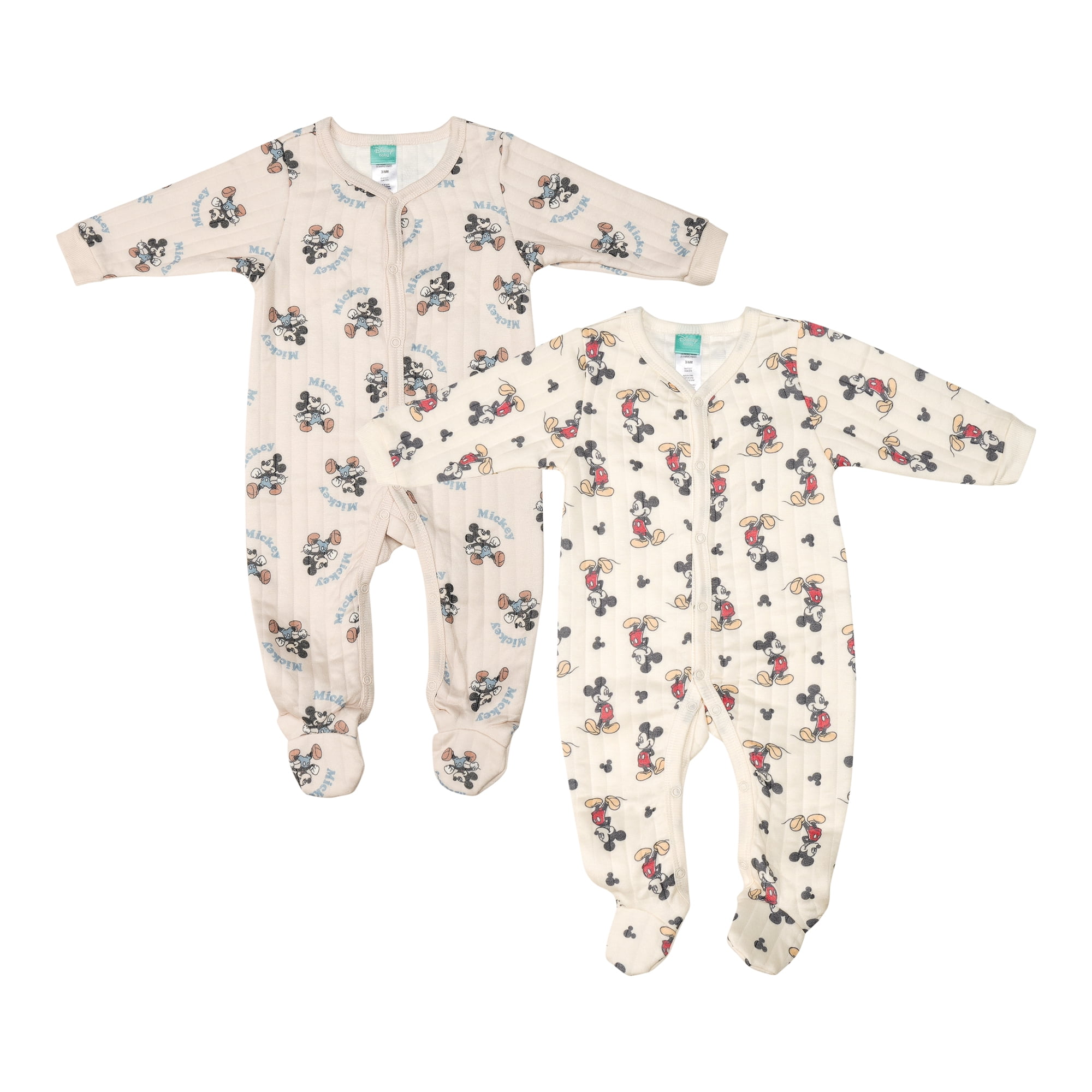 Disney Clothes Baby Boys 2-Pack Quilted Footed Coveralls - Mickey Mouse, Winnie the Pooh and Dumbo (0/3M-6/9M)