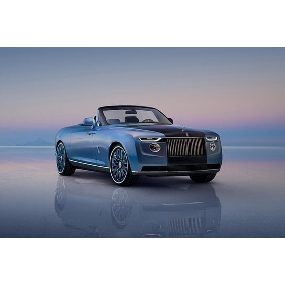 Rolls-Royce Boat Tail Blue Sports Car Art Home Decor - 12x18 Inch Laminated Poster - Stunning Detail and Bold Colors