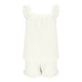 thumbnail image 6 of Helii Women's 2 Piece Pajama Set Cute Ruffle Trim Sleeveless Tank Top and Shorts Soft Lightweight Breathable Sleepwear Loungewear Shorts Set for Summer Sleeping Casual Lounge Solid Color, 6 of 8