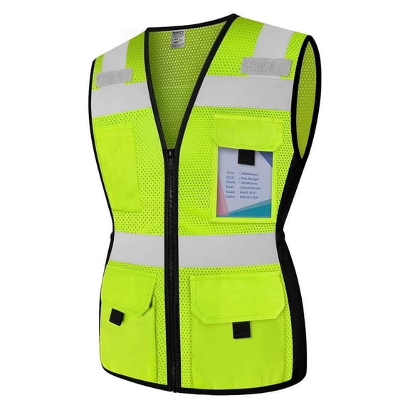 TCCFCCT Safety Vest for Women 11 Pockets Mesh Reflective Vest with Zipper, High Visibility Neon Construction Work Vest for Lady Workers/Drivers, Snug-Fit & Durable, ANSI Compliant, Yellow M