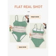 thumbnail image 4 of Eytino Bikini Set for Women Two Piece Swimsuit Colorblock Trim High Waisted Bathing Suits for Women Scoop Neck Adjustable Spaghetti Straps Bikini Swimwear Green M, 4 of 8