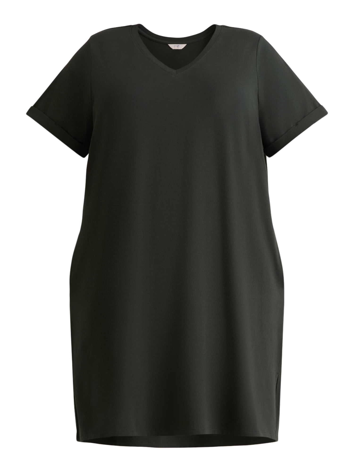 Terra & Sky Women’s Plus Size V-Neck T-Shirt Dress, Sizes 0X-5X