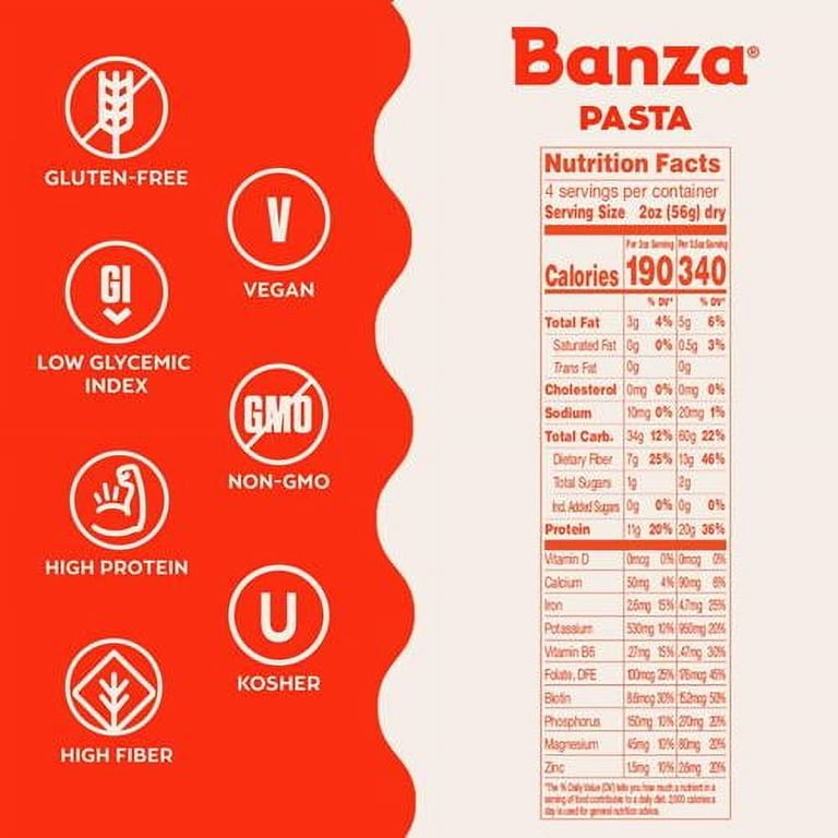 Banza Spaghetti Pasta From Chickpeas - Gluten Free, High Protein