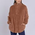 thumbnail image 2 of KDDYLITQ Women's Sweaters Plain Collar Plus Size Pullover Solid Color No Hooded Fashion Sweatshirts Fleece Lined 1/4 Zipper Trendy Clothes Fall 2025 Sweat Shirts with Pocket Coffee M, 2 of 9