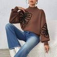 thumbnail image 2 of Weiqiqre Sweaters for Women Floral Mock Neck Long Sleeve Sweaters Dressy Casual Cute Pullover Knit Sweater Tops, 2 of 7