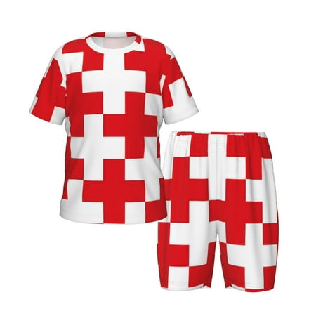 Picia Red Cross 1 Printed Boys  Kids-PJ Snug Fit Cotton Short Sleeve Top and Shorts 2 Piece Pajama Set-Large
