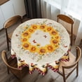 thumbnail image 4 of Rooster Tablecloth Round 60 Inch Vintage Chicken Sunflowers Washable Table Cloth Yellow Flowers Decoration Tabletop Table Cover for Dining Kitchen Picnic Party Outdoor, 4 of 6