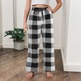 thumbnail image 2 of 11-12T Kids Fleece Pajamas Pants for Boys Girls Plaid Pants Big Boys Fleece Joggers With Pockets Elastic Waist Plaid Pants For Christmas Size 7-18 Up to XXXL,Black, 2 of 9