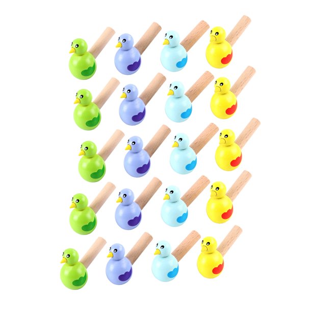 EeaseMX 20 silbatos de madera con forma de pájaro de dibujos animados, divertidos juguetes para niños.