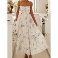 thumbnail image 4 of Wangscanis Robe d'Été pour Femmes Imprimé Graphique Bretelles Spaghetti Dos Noué Robe Longue Ligne A pour la Plage, 4 of 9