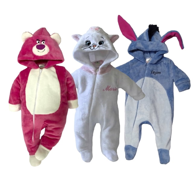 Kit 3 Mamelucos con Gorro Bordado Disney Lotso, Marie, Eeyore Disney KitB411