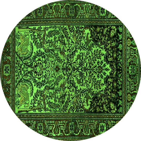 Ahgly Company Indoor Round Persian Green Traditional Area Rugs, 6' Round