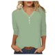 thumbnail image 1 of Blusa de manga 3/4 y cuello en V para mujer: estampado floral, poliéster, corte ajustado, prenda elegante informal para la oficina o una fiesta, combina con vaqueros o faldas., 1 of 5