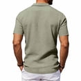 thumbnail image 6 of Men's Short Sleeve Cotton Linen Polo Shirts Casual Summer Classic Collared Golf Shirt with Pocket Army Green, 6 of 7