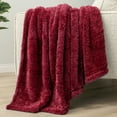 thumbnail image 6 of PAVILIA Sherpa Throw Blanket For Couch Sofa, Wine Red Fluffy Warm Plush Blanket for Bed, Cozy Super Soft Lightweight Throw, Fuzzy Decorative Blanket, All Season Home, 50x60, 6 of 9