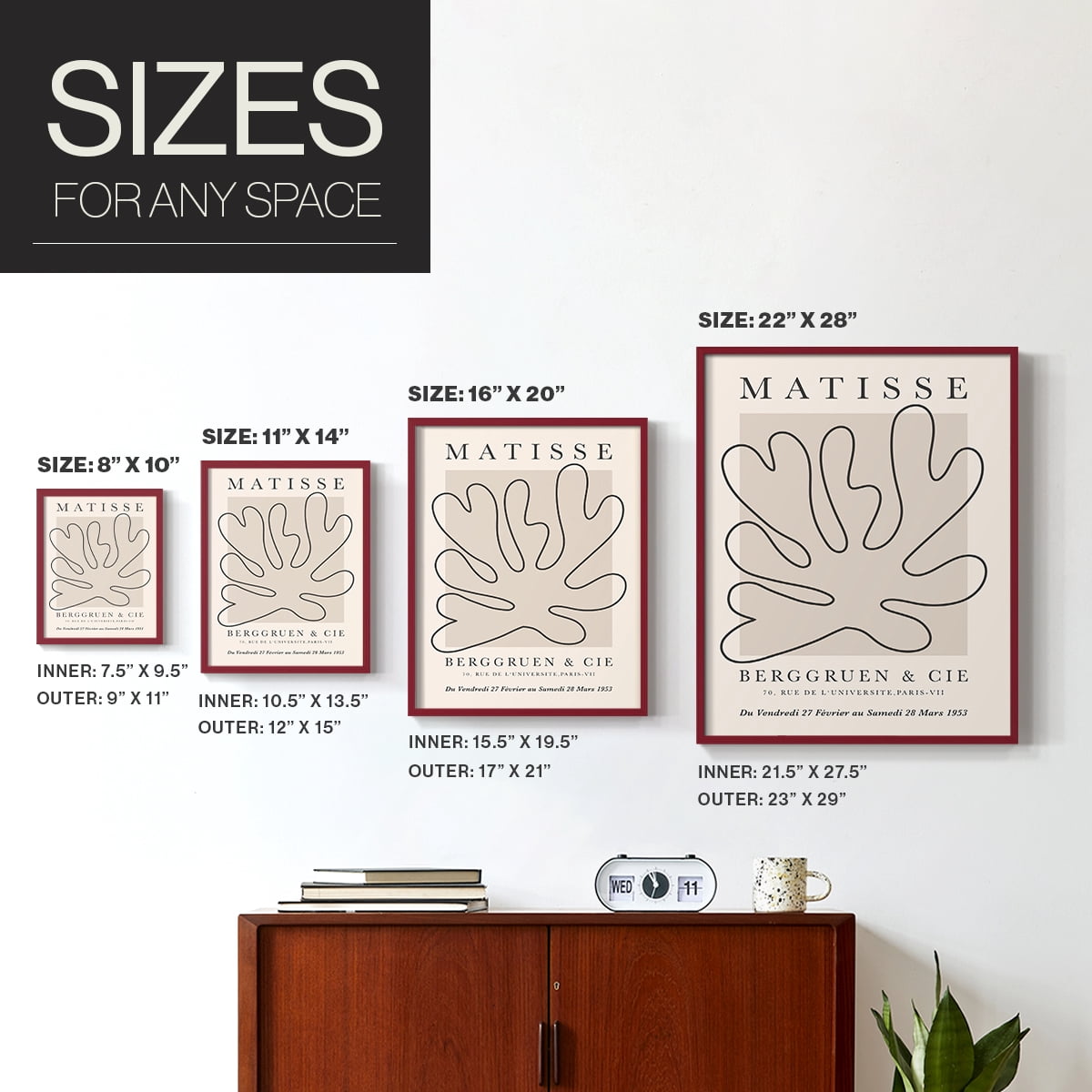 Matisse CCCLXVIII in Red Solid Wood 11 x 14 Framed Print