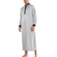 thumbnail image 4 of CAMISA DE NOCHE SATINADA INSPIRE CHIC PARA HOMBRES DE MANGAS LARGAS CON CUELLO CERRADO, VESTIDO DE SUEÑO, ROPA DE NOCHE GRIS TAMAÑO S, 4 of 5