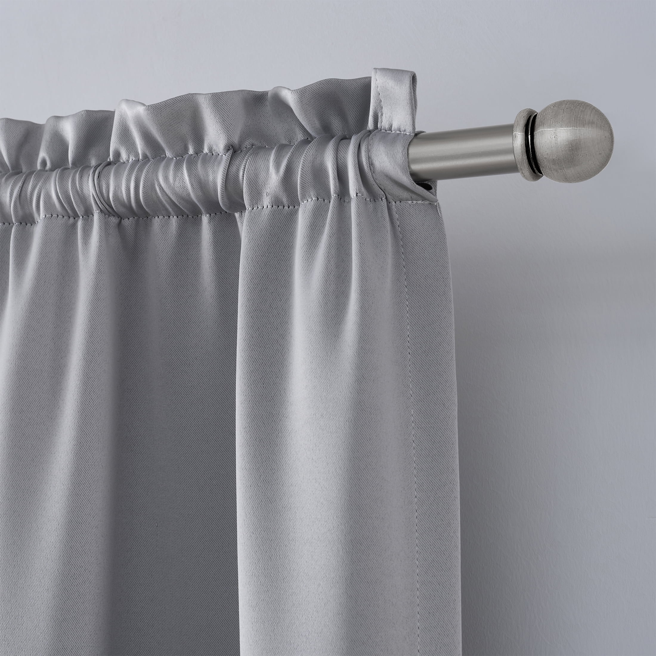 Mainstays Solid Blackout Curtain Panel Pair, Set of 2, Light Gray, 30”W x 63”L
