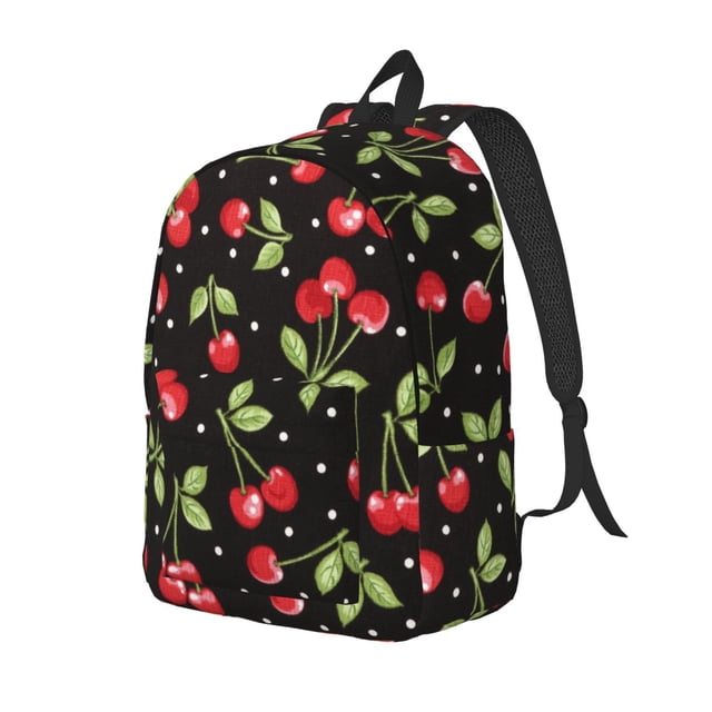 Disketp Sweet Red Cherry Mochila de Lona Estampada, Mochila Escolar de Viaje Ligera para Estudiantes y Portátil-Medium