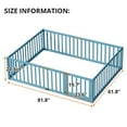 thumbnail image 2 of Queen Size Floor Bed with 21.6" High Fence for Kids, Solid Wood Multifunctional Montessori Bed Frame with Door, Without Slats, Sky, 2 of 7