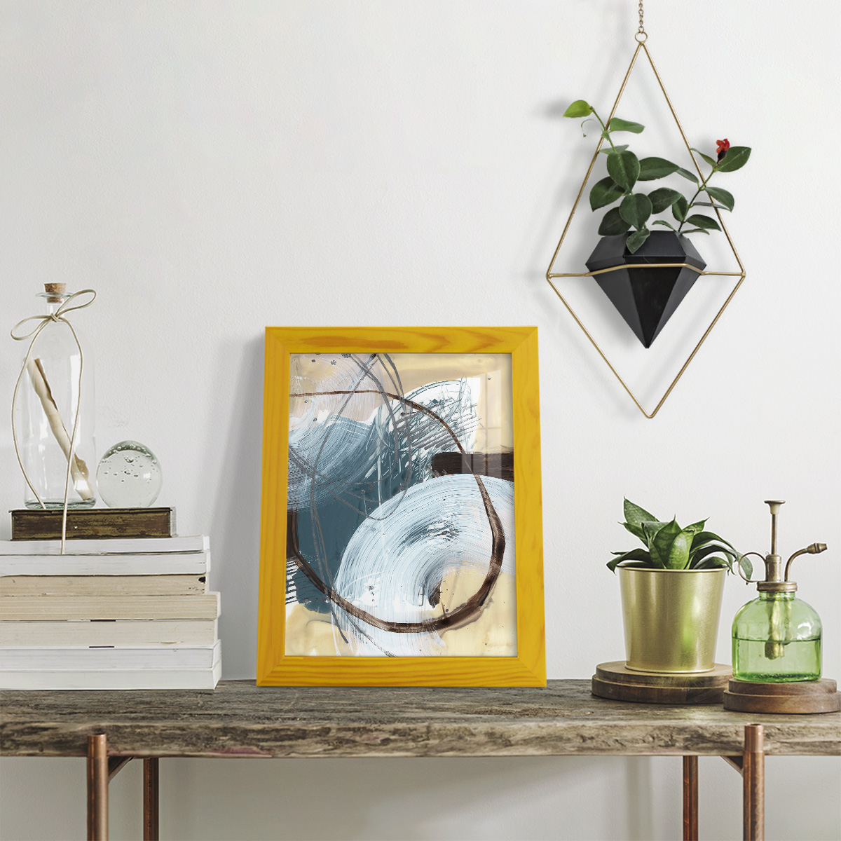 Winding Around I - Framed Print w/glass - Sunflower Yellow