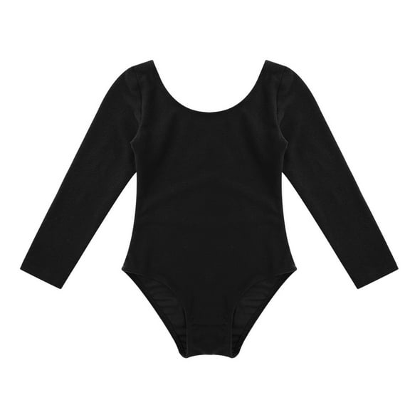 Miutii Kids Girls Long Sleeve Leotard Ballet Bodysuit Basic Dancewear Gymnastics Ballet Dance Leotard Black 8