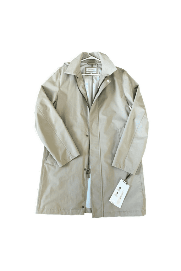 $185.Calvin Klein Extreme Slim Fit Hooded Trench Coat, Khaki,  Size XL