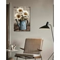 thumbnail image 4 of Rustic Farmhouse Wall Art Vintage White Sunflower Painting Wall Decor Wooden Background Canvas Print Country Sunflower Artwork for Bathroom Home Decor, 4 of 6