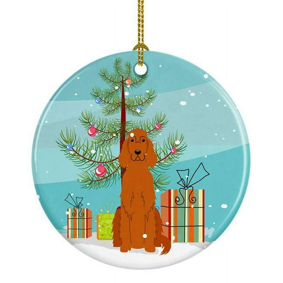 Carolines Treasures BB4189CO1 Merry Christmas Tree Irish Setter Ceramic Ornament