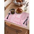 thumbnail image 3 of Watercolor Pink Lattice Placemats Set of 4,Washable Woven Burlap Cloth Fabric Placemat for Square/Rectangle/Round/Oval Dining Table,Easy Clean Place Mats for Kids Country French Style Buffalo Plaid, 3 of 6