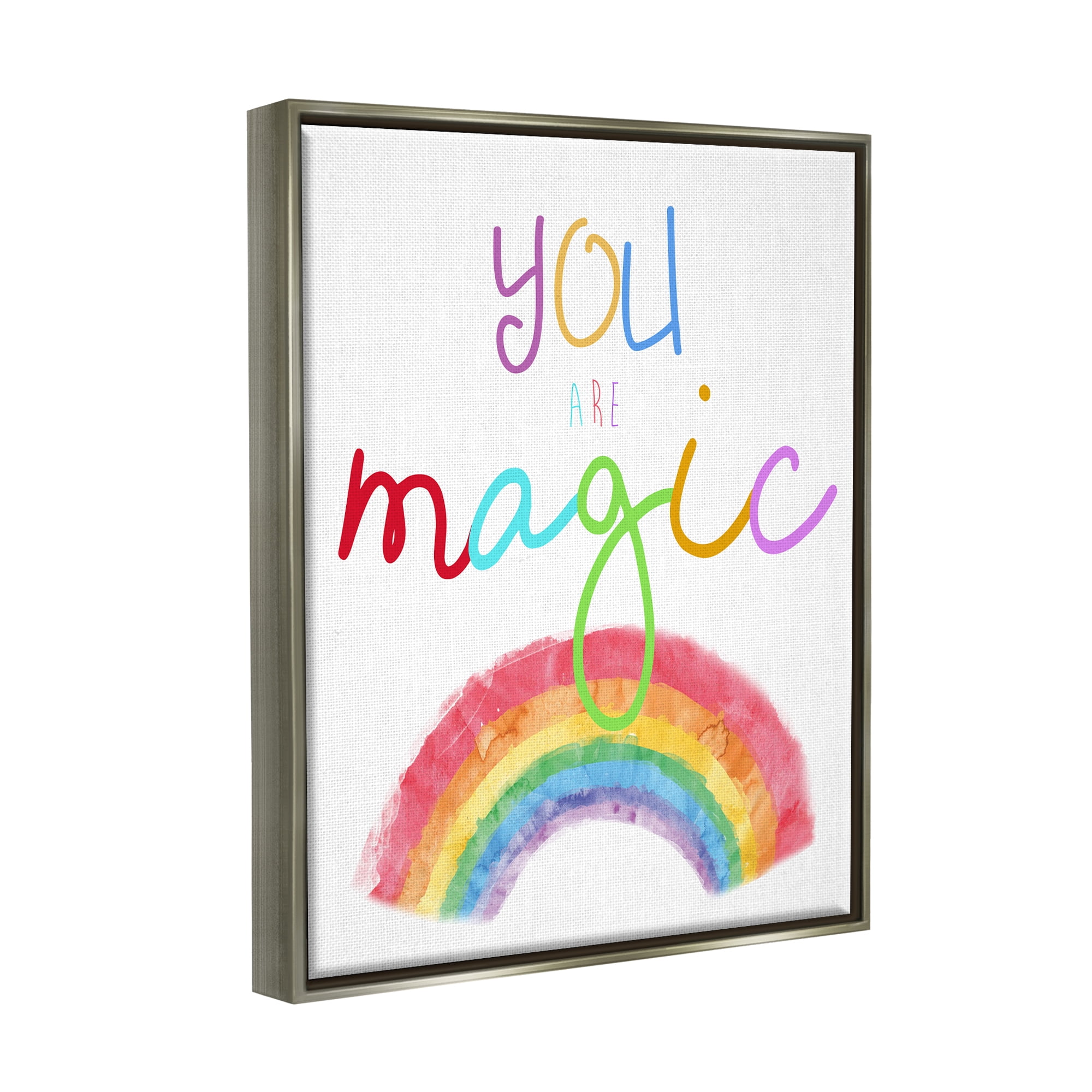 Stupell Industries You Are Magic Rainbow Landscape Painting Gray Floater Framed Canvas Art Print Wall Art, 25 x 31