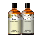 PHATOIL Ginger and Pine Needles Oil Set,Essential Oils for Diffusers,Aromatherapy,Perfume,Body Massage,Skin,Humidifiers,Candle Making,3.38Fl.Oz