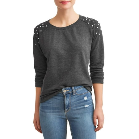 Absorbent Terry Cloth Pullover - Women’s French Terry Pullover with Pearl Trim (Available in Sizes S-3X)