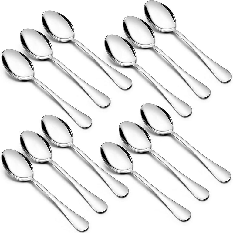 Teaspoons 12 Pieces Stainless Steel Coffee Spoons Dessert Spoons Set of 12  Small Spoon Set for Home / Restaurant / Hotel / Café Round Handles & Smooth  Edges Dishwasher Safe 