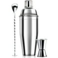thumbnail image 3 of Semfri 25oz Cocktail Shaker Set,Stainless Steel with Jigger, Mixing Spoon & Built-in Strainer, 3 of 10