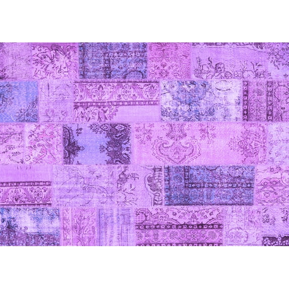 Ahgly Company Indoor Rectangle Patchwork Purple Transitional Area Rugs, 8' x 10'