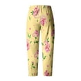 thumbnail image 5 of CLOISE Summer Pants for Women Pull On High Waisted Pants Straight Leg Stretch Active Pants Elastic Waist Lounge Casual Loose Running Athletic Pants Floral Print Trousers Fashion Yellow, 5 of 5