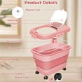 thumbnail image 4 of SSAWcasa 20lb Dog Food Container with Rotating Wheels, 30lb Collapsible Airtight Rice Storage Bucket with Scoop and Measuring Cup, Dog Food Storage Dispenser (Pink), 4 of 10