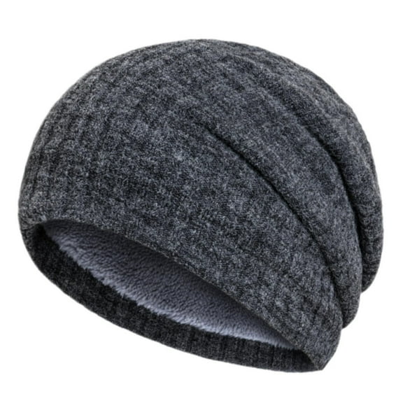 Prolriy Hat and Scarf Set for Women, Men's and Women's Knitted Hat Winter New Outdoor Solid Color Striped Warm Ear Protective Headgear Hats for Men Dark Gray