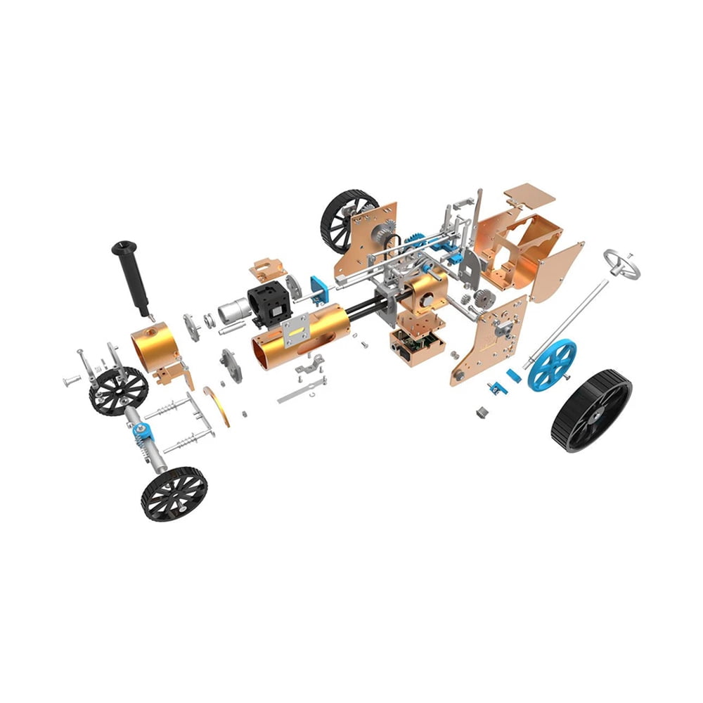 Metal Assembly Single Cylinder Electric Steam Car Model Kit Toy for Adult Kids
