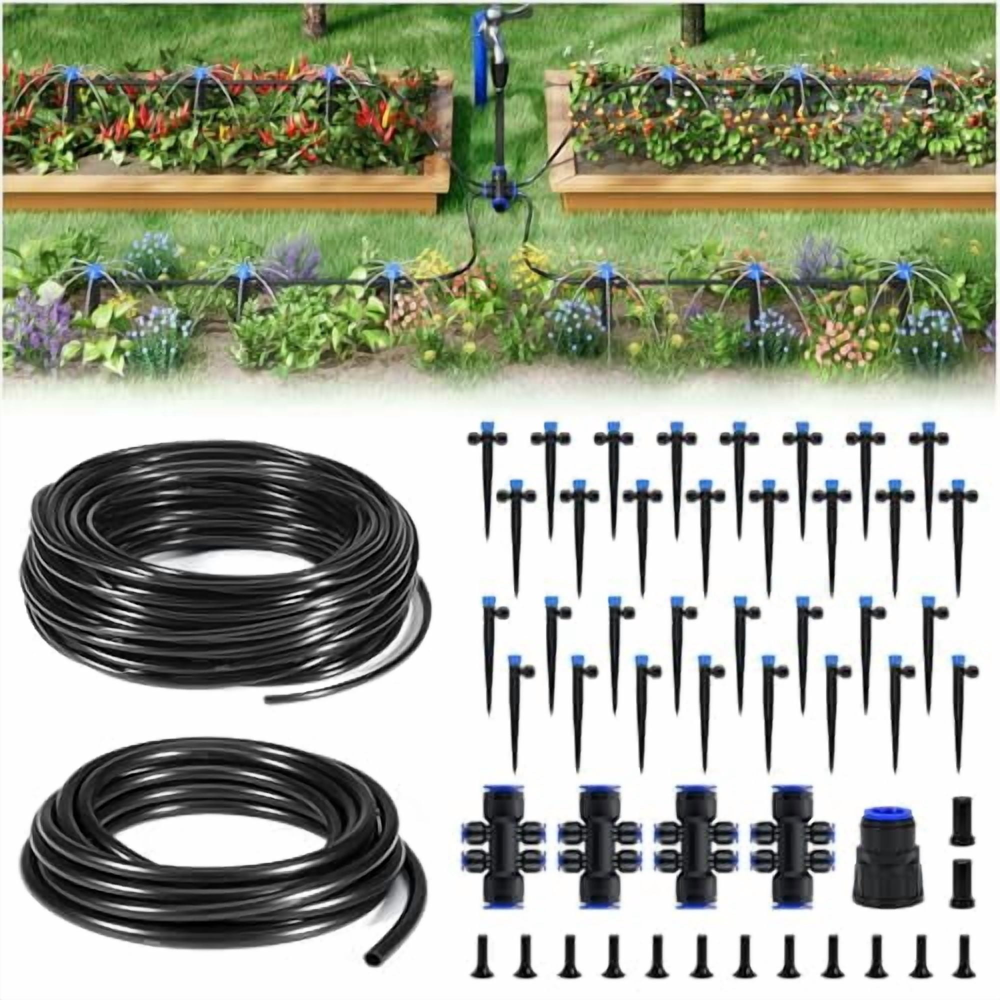 RibRave 200FT Garden Watering System, Drip Irrigation Kits for Plants, New Quick Connector, Blank Distribution Tubing, Saving Water Automatic Irrigation Equipment for Patio Lawn