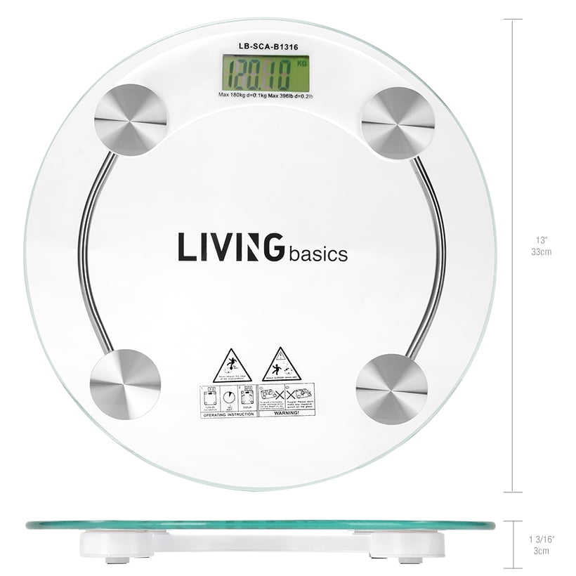 LIVINGbasics™ New Smart Precision Digital Bathroom Scale with kg/ lb