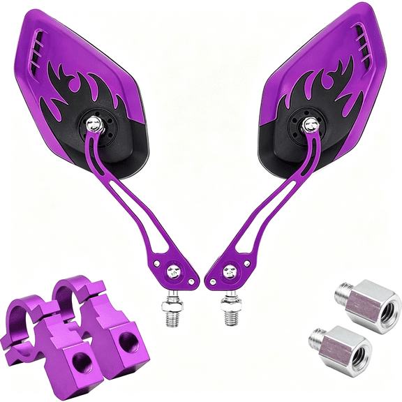 RIONIMA Bicycle Mirrors for Handlebars 2 Pack,Essential Electric Bike Accessory Bike Mirror,Bike Mirrors for Safe Riding,Handlebar Rearview Mirror,Lowrider Bike Parts & Accessories(Purple)